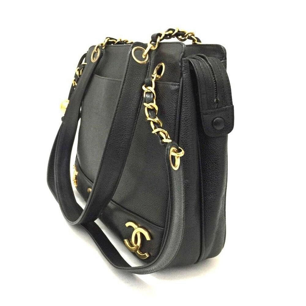 💯 Auth CHANEL Triple Coco Caviar Skin Chain Tote - Picture 3 of 8